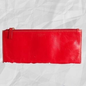 Kate Spade New York Vintage sleek red leather pencil case pouch purse